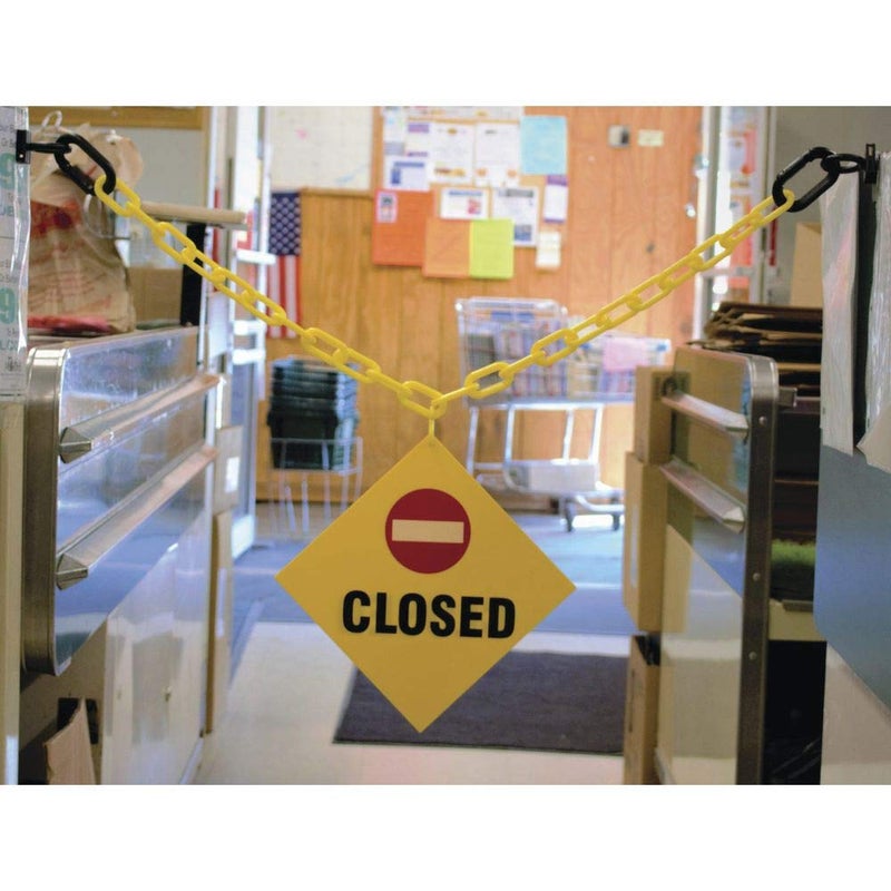 Mr. Chain Closed Sign Kit, Sign and 3-feet Yellow 2-Inch Chain (7403CL) 8" Height x 8" Width, 1 Count (Pack of 1) - Image 3